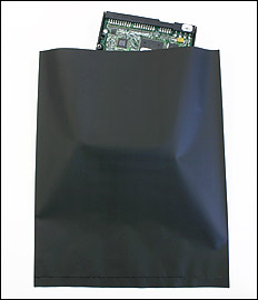 電子部品など静電気に弱い部品を入れる、静電気帯電防止・導電性ｶｰﾎﾞﾝﾎﾟﾘ袋です。ｶｰﾎﾞﾝの黒色ﾎﾟﾘｴﾁﾚﾝ袋です。瀬電気対策に最適。