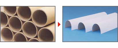 従来の紙管が無くボール紙になったストレッチフィルム。紙管の産業廃棄物処理が不要です。しかも従来品よりも軽いため、作業効率が上がります。